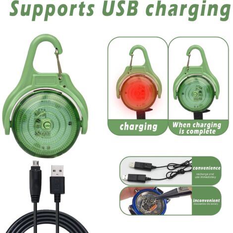 Lot De 2 Lampes LED Clignotantes De Sécurité Sosayet – Clips Réflecteurs Pour Cartable, Sac à Dos, Jogging, Poussette – 3 Modes, étanche, Pile Incluse