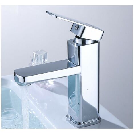 QUINTO Robinet Lavabo Chaud Froid Or Rose - Cuivre Doré 3 Sections - Montage Pont - Finition Polie