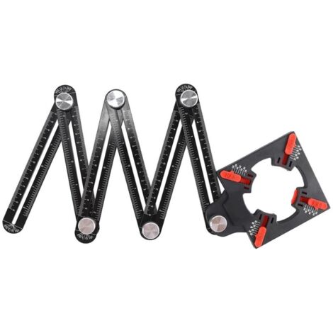 WJUAN Règle Multi-Angle En Alliage D'Aluminium – Outil De Mesure Pliante 6 Faces Avec Localisateur De Trou Réglable 25-55 Mm – Idéal Pour Brique, Bois, Carrelage Et Plus !