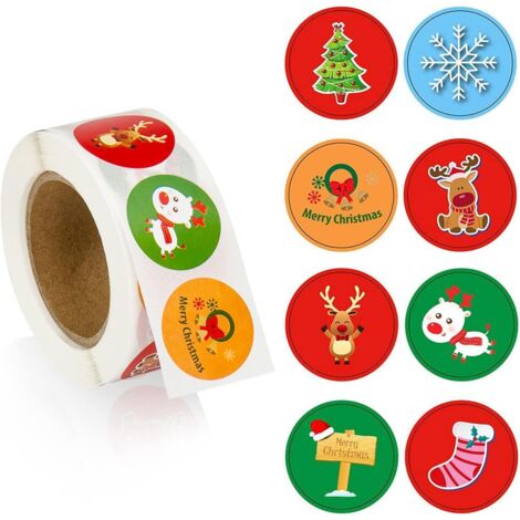 500 Autocollants De Noël Mignons - Rouleau Étiquettes Boules De Noël Pour Cadeaux, Cartes Et Fêtes