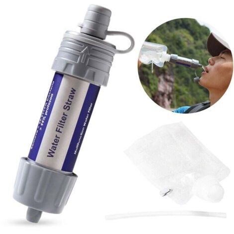 Filtre Eau Enoneo 1500l ENONEO Paille Filtre Eau 1500L - Purificateur Portable 0.01 Microns - Enlève 99.99% Bactéries - Avec Sifflet Et Boussole - Randonnée Camping Gourde 1 L