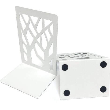 12x9x16cmSerre Livre, Presse Livre en Métal, 1 Paire Cale Livre, Bloc Livre pour Étagère, Serre Livres pour Livres Lourds, Serre Livres pour Bureau/Famille, Blanc Serre Livre, bookends (1/5)