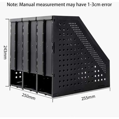 VIDETOL Porte Revue Pliable Gris 3 Compartiments - Rangement Documents Bureau École Maison