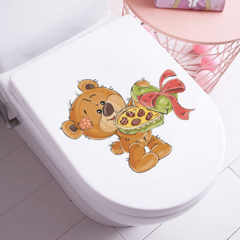DIVISTAR Autocollant Siège Toilette Écureuil Dessin Animé - Étanché Décoration Salle De Bain Amusante