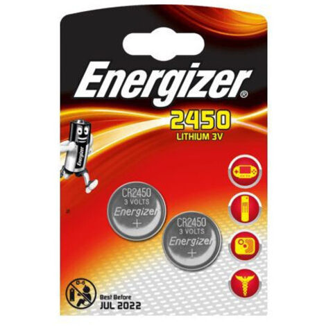 Energizer – Piles bouton CR2450 Lithium 3V – Lot de 2 – 620 mAh pour montres, télécommandes et calculatrices – Température -30 à 60 °C
