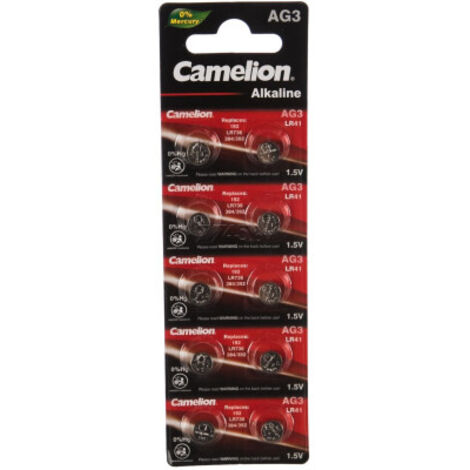 Pile bouton 1.5V 28mAh LR41/AG3 – V392AC – Lot de 10 pièces – Dimensions Ø7.9 x 3.6mm pour montres et appareils électroniques – Camelion - RI523