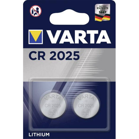 Pile bouton lithium 3V CR2025 – Blister de 2 unités – Capacité 157mAh – Compatible télécommandes et montres - 6025101402