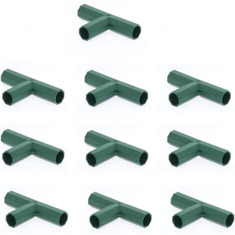 10Pcs 16mm Greenhouse Frame Connectors PVC Building Fitting 3 Way Furniture Corner Tube Connector Stable Support Cane Connectors (16mm,Flat 3-Way)