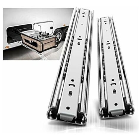 Glissières de tiroir robustes 400 mm à roulement à billes, extension complète, charge 68 kg – 1 paire (1/4)