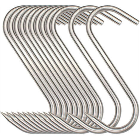 Crochets Boucher Forme S en Inox – 12 pièces, 15 cm, pour Viande, Poisson et BBQ (1/4)