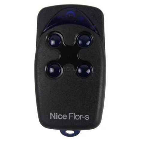 Télécommande pour portail NICE FLO4R-S 433,92 MHz noire avec 4 boutons bleus (1/4)