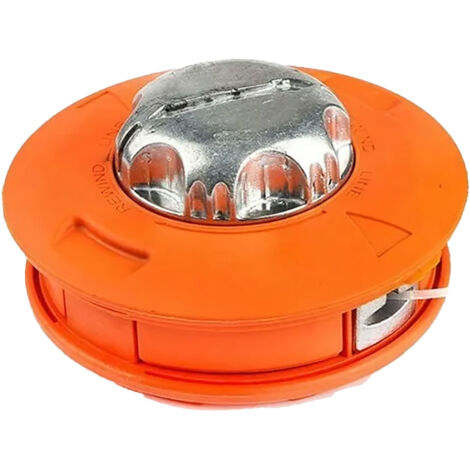 Tête de débroussailleuse universelle en plastique et aluminium orange, montage sans démontage, pour tondeuse à gazon (1/5)