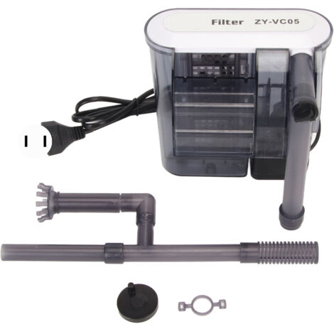 Filtre à eau pour aquarium à accrocher – PVC – 4 W – 400 L/h – jusqu’à 50 cm – silencieux avec film dégraissant (1/5)