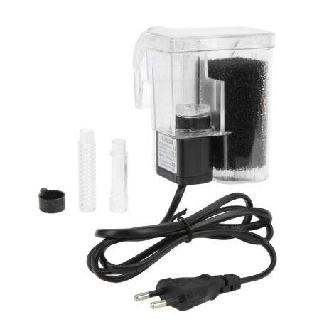 Filtre Aquarium 3 en 1 à Accrocher – Plastique, 3W, Débit 250L/h, Oxygénation Réglable pour Bassin et Nano Aquarium (1/5)