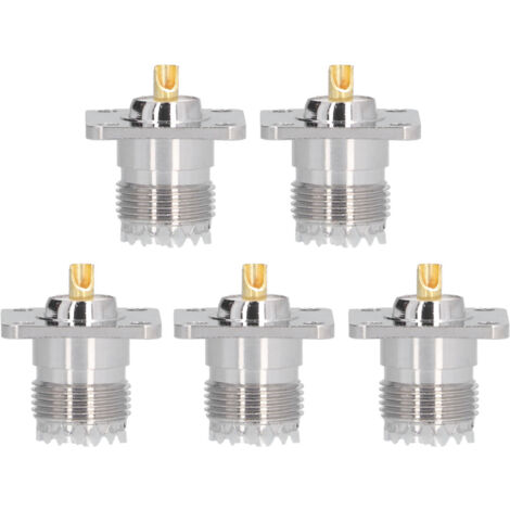 Connecteur RF coaxial à souder 50 ohms SL16-KFD-3 en laiton et alliage d'aluminium, montage panneau 4 trous, lot de 5 (1/5)