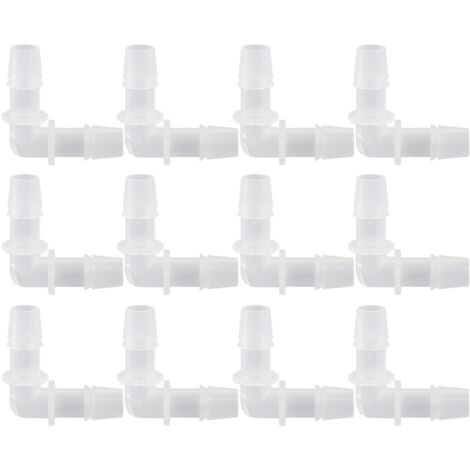 Raccord coudé en plastique 11,1 mm PP - Lot de 12 pour tuyau silicone aquarium et laboratoire (1/5)