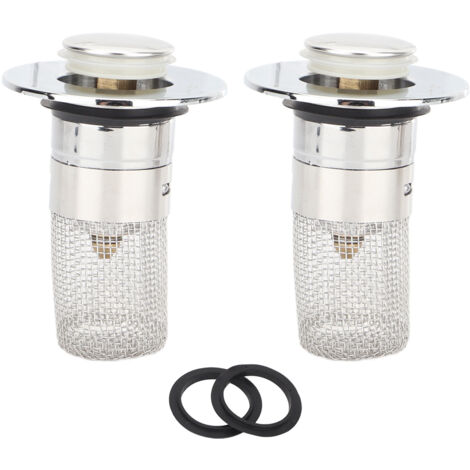 Bouchon de Lavabo avec Filtre à Cheveux Inox – 2 Pièces, Laiton, Ø34-40mm (1/5)