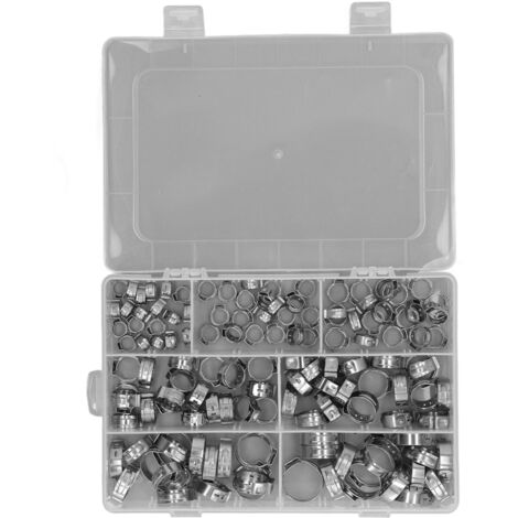 Collier de serrage inox 304 – Lot de 130 pièces, 7 tailles (6-21 mm) – Pour tuyau carburant, eau, air (1/5)