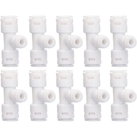 Raccord T 3 voies en PP alimentaire 1/4" x 3/8" – Lot de 10 pièces pour osmoseur et tuyauterie d'eau (1/5)