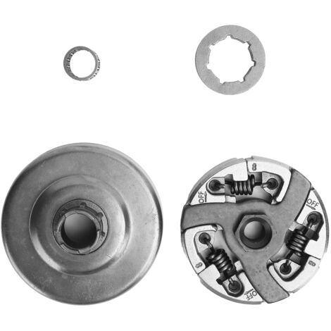 Kit de Couronne, Embrayage et Roulement de Poulie - Compatible avec Tronçonneuse Husqvarna 288/281/XP/181 - Jeu 4 Pièces en Acier 3/8" 7T (1/5)