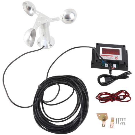 Anémomètre pour Grue de Tour Anemotherm avec Alarme de Vitesse du Vent, Météo Station, 3-Cups en Alliage d'Aluminium, USB 5V