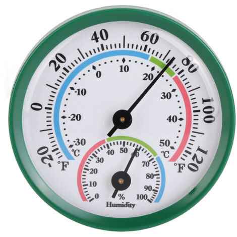 TH103B Mini Thermomètre Hygromètre Intérieur Vert - Boîtier Aluminium Cadran Transparent 5.5cm, Sans Pile, Pour Maison/Bureau (1/5)
