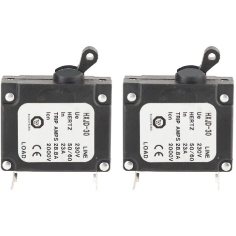 Disjoncteur de Génération Professionnel 23A 230V pour Groupes Électrogènes, 2 Pièces en Fer avec Interrupteur, Sécurité Améliorée, Dimensions Compactes (64x51x49mm)