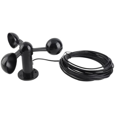 Capteur d'anémomètre avec câble étanche 8M trou de fixation 4CM anti-interférences 3 coupelles de détection de vitesse du vent pour extérieur 0-3.8V ABS 313g