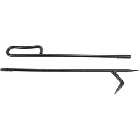 Tisonnier de feu robuste en acier pour foyer ou camping - 2 pièces, manche ergonomique (1/5)