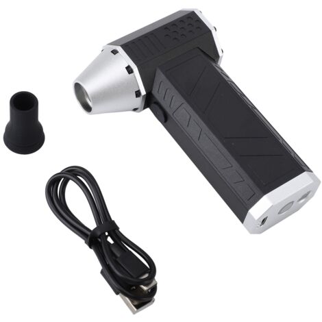 Ventilateur Turbo Mini Jet - Souffleur à Moteur Sans Balais 120000RPM, Rechargeable, 3 Vitesses, Lampe LED, Alliage d'Aluminium - Noir et Argent (1/5)
