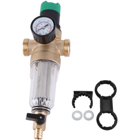 Régulateur de Pression d'Eau en Laiton avec Filtre 40 Microns - 1" et 1/2" - Compteur Intégré pour Filtre à Eau Domestique et Système d'Irrigation (1/5)