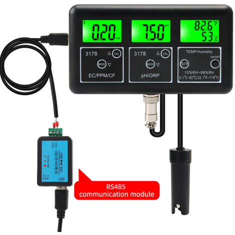 Testeur d'Eau 7 en 1 - Multifonction TDS/EC/PH/CF/ORP - Électrode Démontable et Module RS485 pour Piscine, Aquarium et Eau Potable (1/5)