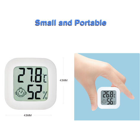 Hygromètre Thermomètre Numérique Mini - Moniteur de Température et d'Humidité Intérieur Précise pour Maison Bureau avec Écran LCD 43x43x13mm Blanc ABS (1/5)
