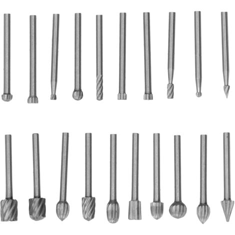 Kit de 20 Limes Rotatives HSS Accessoire pour Outil Electrique DIY - Tige 3mm pour Bois, Métal, Pierre & Sculpture (1/5)