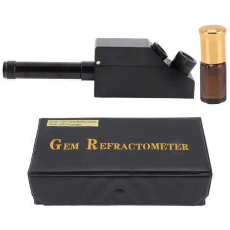 Refractomètre Gemmologique Portable - RHG-181 - Kit d'Identification de Pierres Précieuses avec Huile Réfractive et Lampe Torche