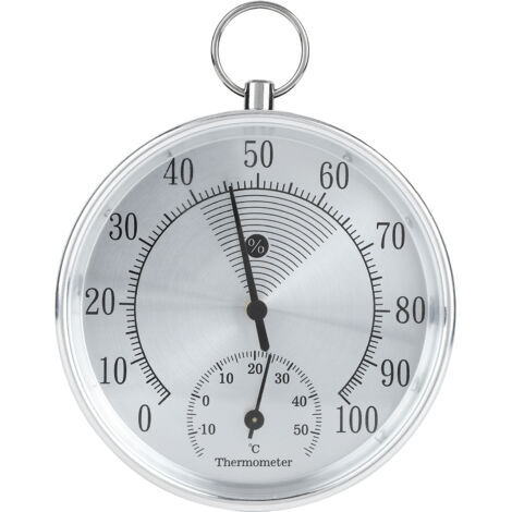 Thermomètre Hygromètre intérieur 10cm avec Anneau de Suspension pour Maison Bureaux Serres - Alliage d'Aluminium, Verre, 115g, 1 Pièce (1/5)