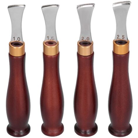 Kit de travail du cuir professionnel : Set de 4 Ébarbeurs en acier avec manche en bois pour coupe nette - Taille 1, 1.5, 2, 2.5mm - Idéal DIY (1/5)