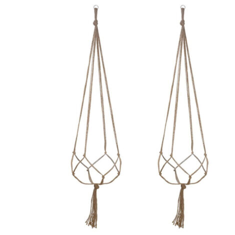 [Housse Macramé pour Pot de Fleurs] - Lot de 4 Porte-plantes en Jute Naturel Vintage pour Balcon, Jardin Intérieur/Extérieur - Panier Suspendu Décoratif Bohème (Longueurs 35/47 cm) (1/5)