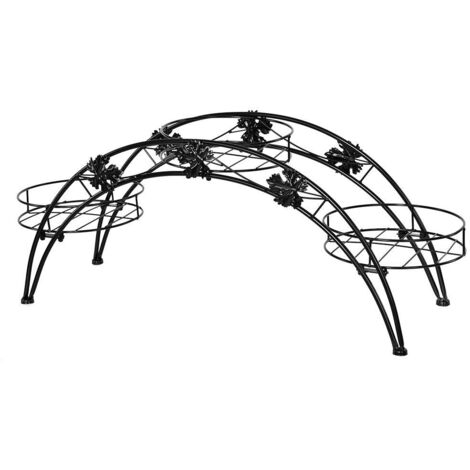 Présentoir de Plantes en Fer pour Intérieur/Extérieur - Support de Pots de Fleurs Élégant et Durable en Noir (1/5)