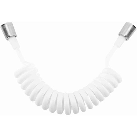 Flexible Tube Douche ABS, Type UK G1/2", 2m de Longueur, Nuts ABS Chromé, Connexion 3.5mm Épaisse, PVC, pour Douche ou Bidet - Gris/Blanc - Neuf (1/5)