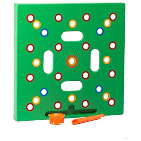 Gabarit de Semis Éco + Kit de Jardinage Innovant en ABS Vert (30x30 cm) avec Écarteur Magnétique, Funnel et Cuillère - Guide de Plantation 46 Légumes (1/5)