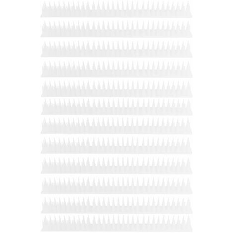 Picots Anti-Oiseaux en Plastique Lot de 12 - Répulsif à Oiseaux pour Clôture, Mur, Toit - Blanc - 43x4cm - Matériau Durable (1/5)