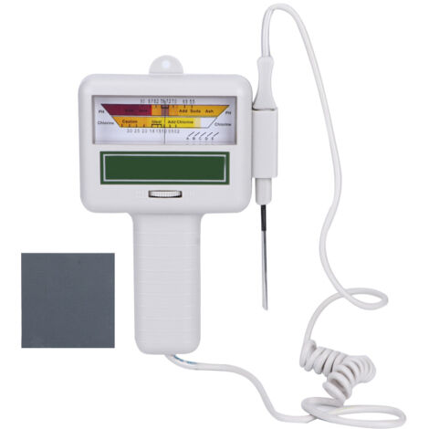Testeur de Qualité d'Eau de Piscine et Spa: Mesureur de Chlore Résiduel et pH, Détecteur Électrique Portable, Matériel de Test Rapide et Précise, Alimenté par Pile AA, Comprend une Notice d'Instructio (1/5)