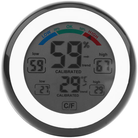 Thermomètre Hygromètre Électronique Numérique à Écran LCD Créatif - Fonction Double Température et Humidité - Précis et Portable avec 3 Options de Montage - Noire (1/5)