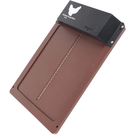Porte de Poulailler Automatique avec Capteur de Lumière 35x24cm en Plastique Marron Noir (1/5)