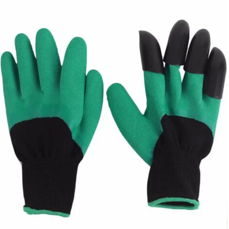 Gants de Jardin à Griffes avec Protection et Doublure Étanche, Taille Unique pour Hommes et Femmes, Matière Nylon & Latex pour Plantation et Désherbage, 4 Griffes Intégrées (1/5)