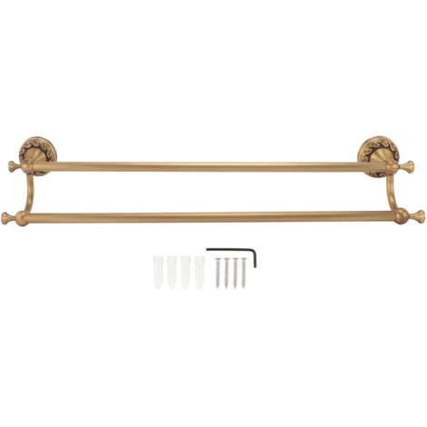 Porte-Serviettes Murale Cuivre Antique Double avec Étagère pour Salle de Bain Maison Hôtel (1/5)