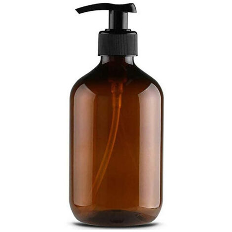 Flacon à Pompe Remplissable 500ml pour Savon et Shampooing - Bouteille en PET Résistante à la Chaleur, Douche, Crème et Lotion, Modèle avec Interrupteur et Capuchon Sécurité, Lot de 2 (1/5)