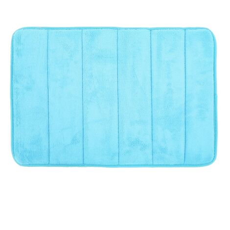 Tapis de salle de bain en fibre d'acétate - Taille 40x60 cm - Bleu clair - Antidérapant - Absorbant et séchage rapide - Roulable pour rangement facile (1/5)