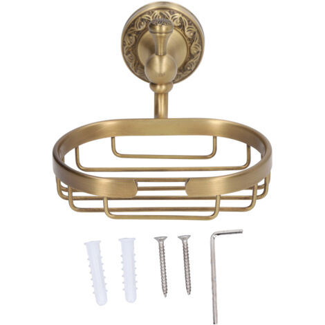 [Porte-savon mural] + [Création artisanale] + [Modèle Antique] Porte-savon mural en laiton avec design courbé sculpté pour salle de bain, solution de rangement élégante et pratique (2 vis incluses)